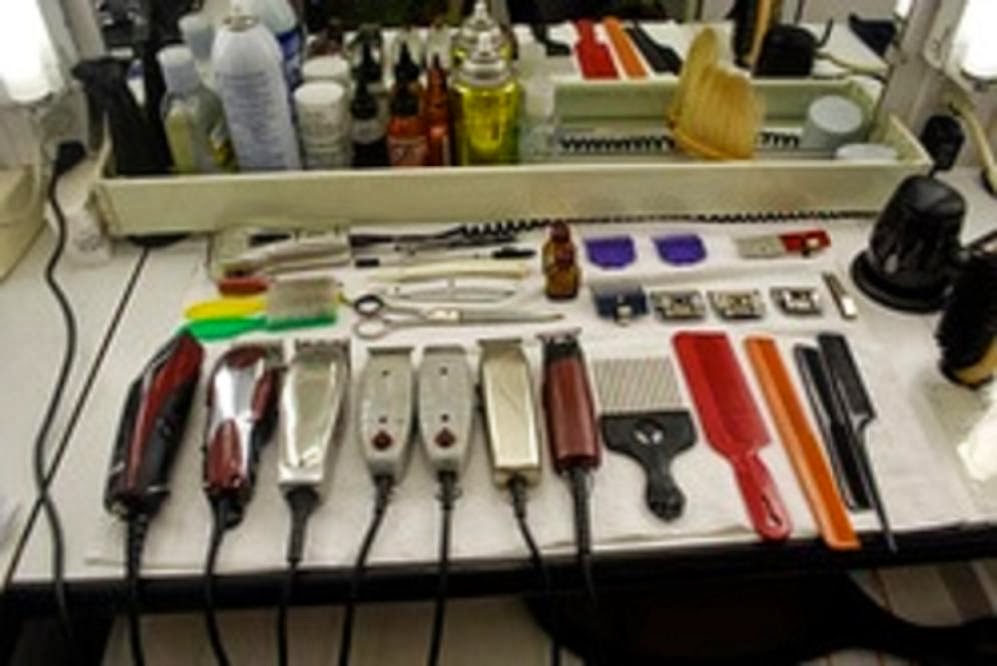 Clippers and combs laid out at the station